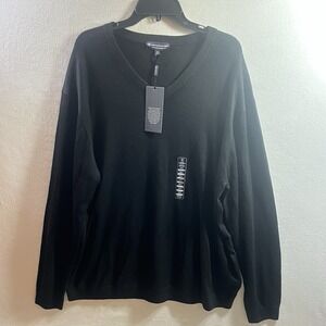 Hart Schaffner Marx Extra Fine Merino Wool V-Neck Sweater Black 3XT NWT